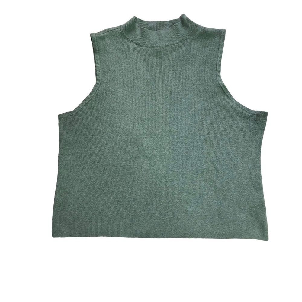 Nine West Sage Mock Neck Ribbed Knit Sleeveless Sweater Vest